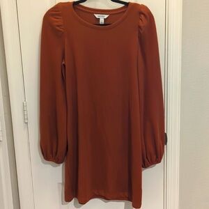 Nine West Burnt Orange Long-Sleeve Shift Dress